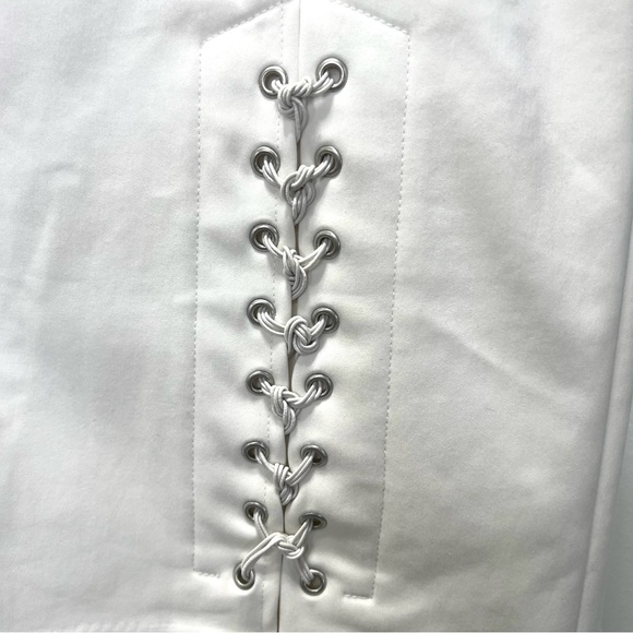 ETCETERA Solid White Pencil Skirt Eyelet Mock Tie Lace Up Detail Size 0 … - Picture 4 of 11